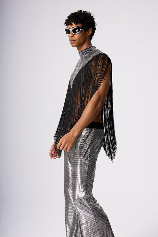Dull Spark Fringe Sleeveless Top