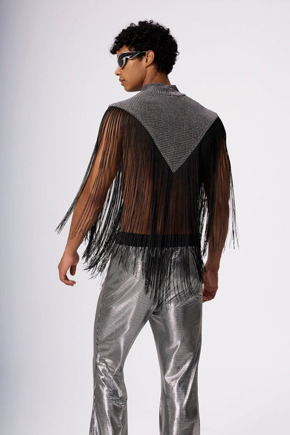 Dull Spark Fringe Sleeveless Top