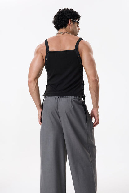 Dusk Thread Cutout Lace Up Top