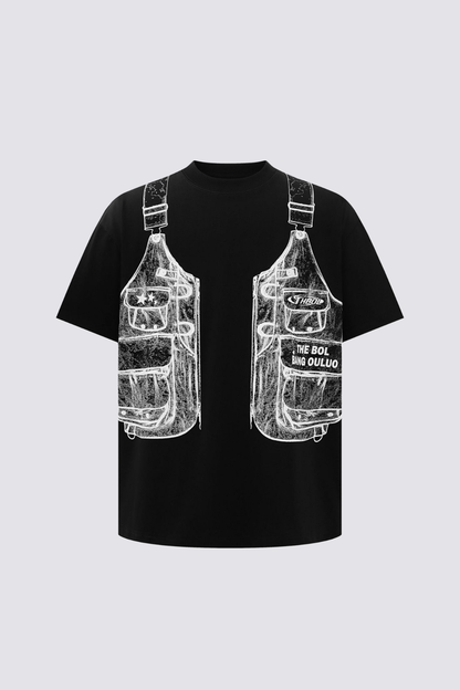 Dusk Thread Print Top Black