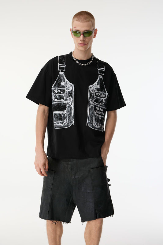 Dusk Thread Print Top Black