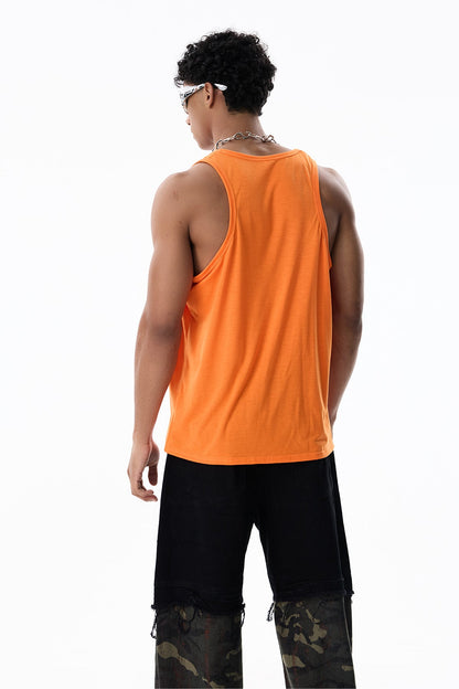 Eclipse Sheet V Neck Top Orange