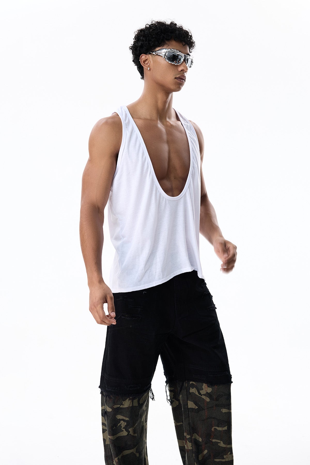 Eclipse Sheet V Neck Top White