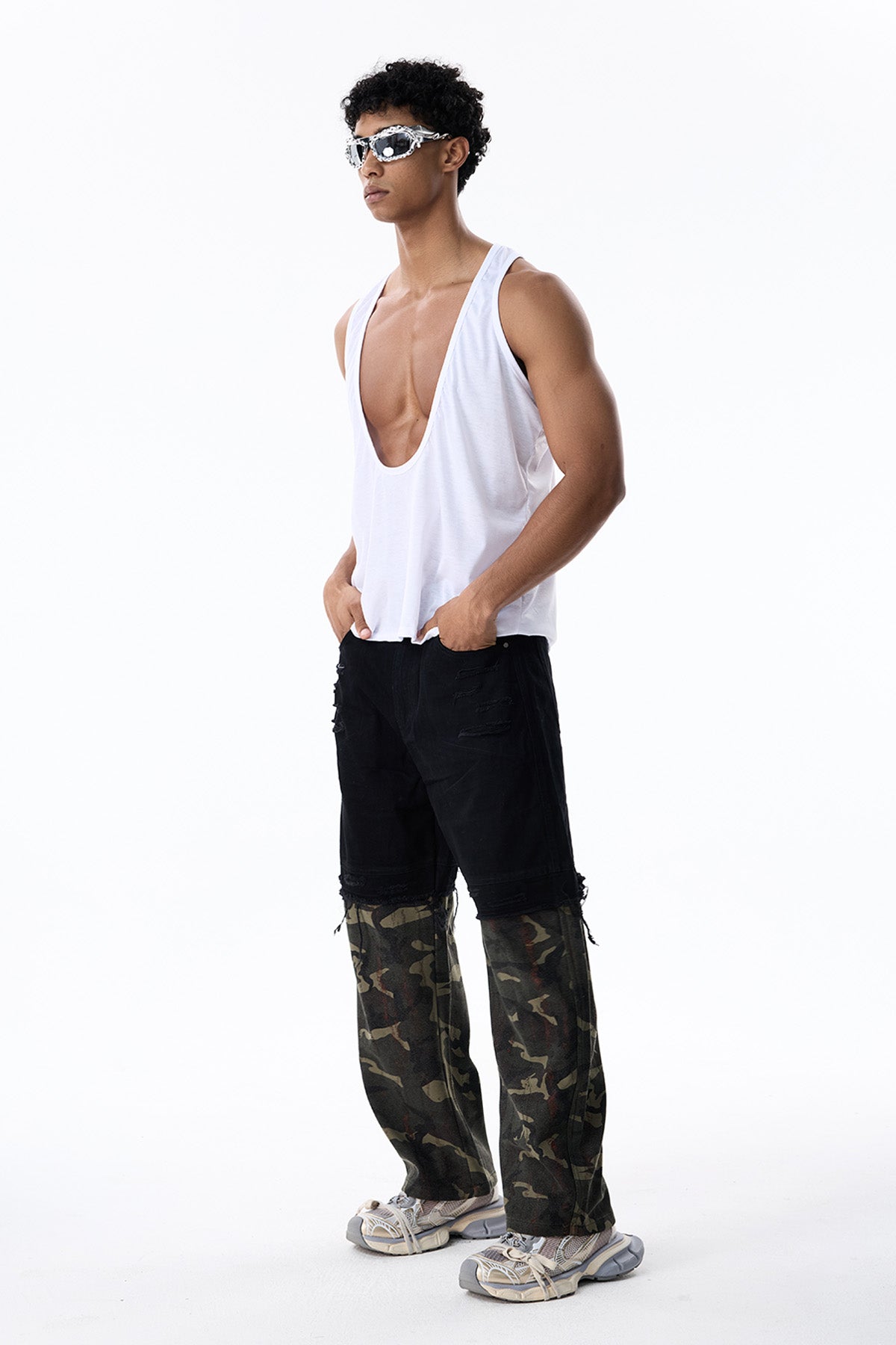 Eclipse Sheet V Neck Top White