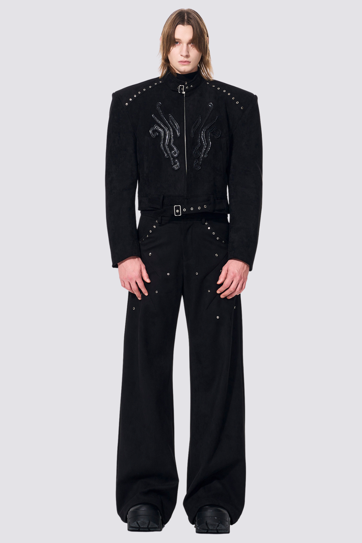 Even Darkness Eyelet Straight Pants