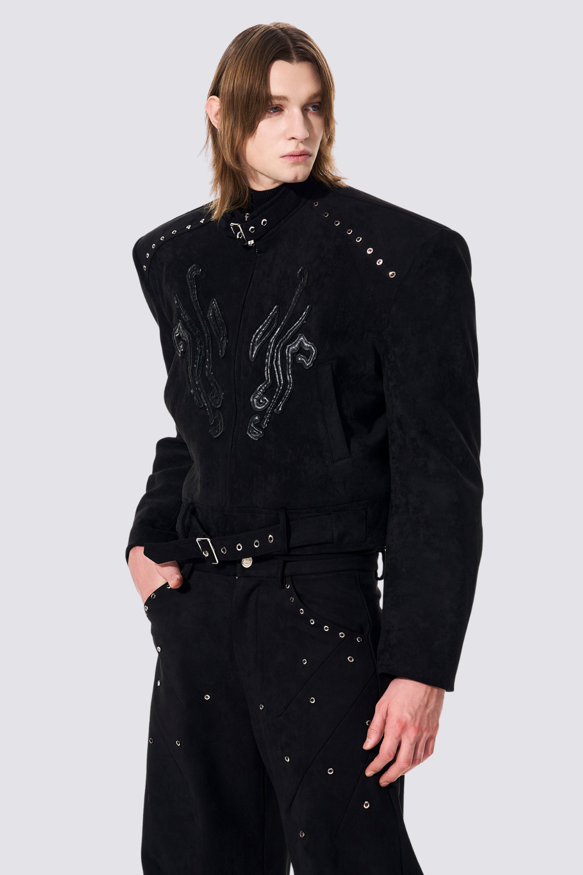 Even Darkness Eyelet Suede Jacket
