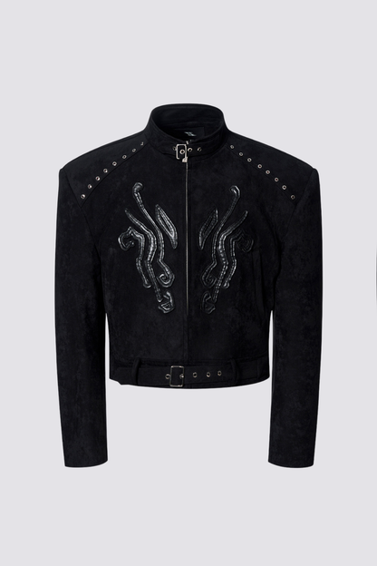 Even Darkness Eyelet Suede Jacket
