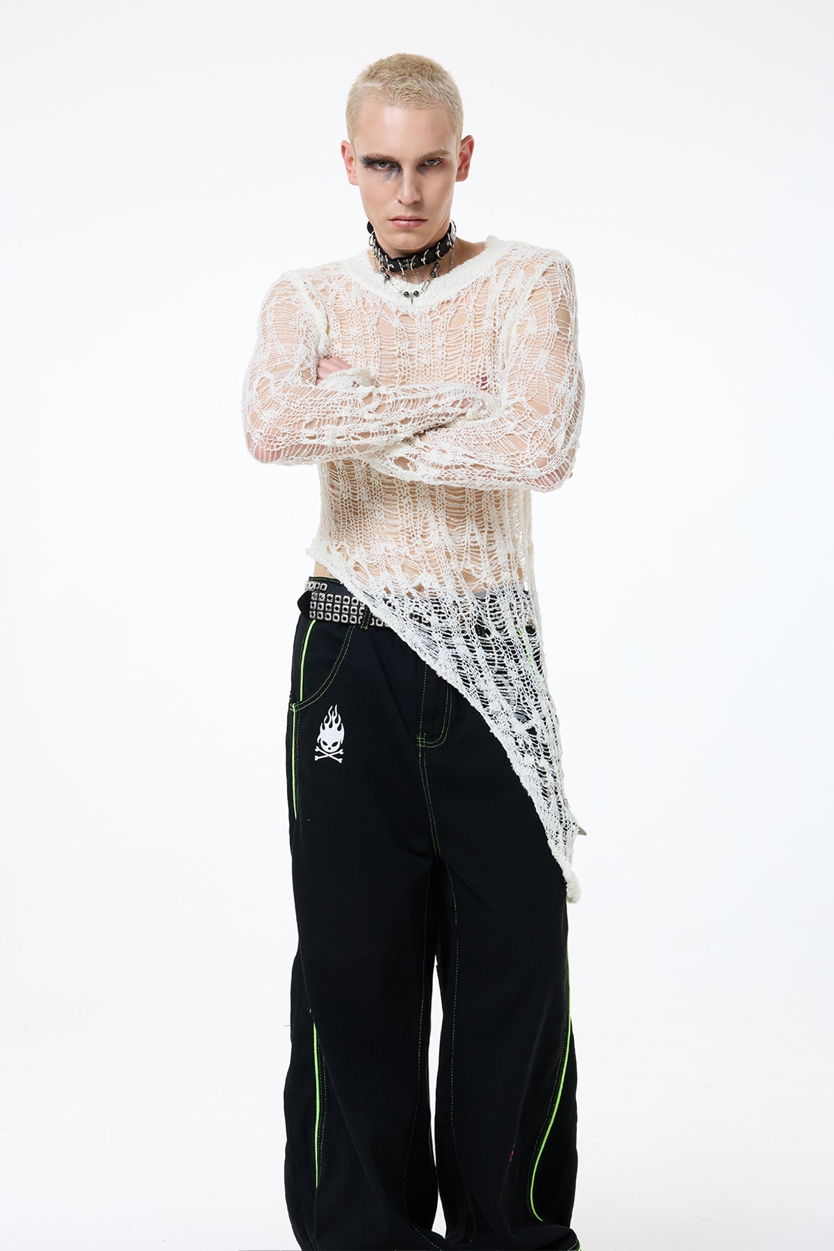 Even Stitch Long Sleeve Knit Asymmetric Top