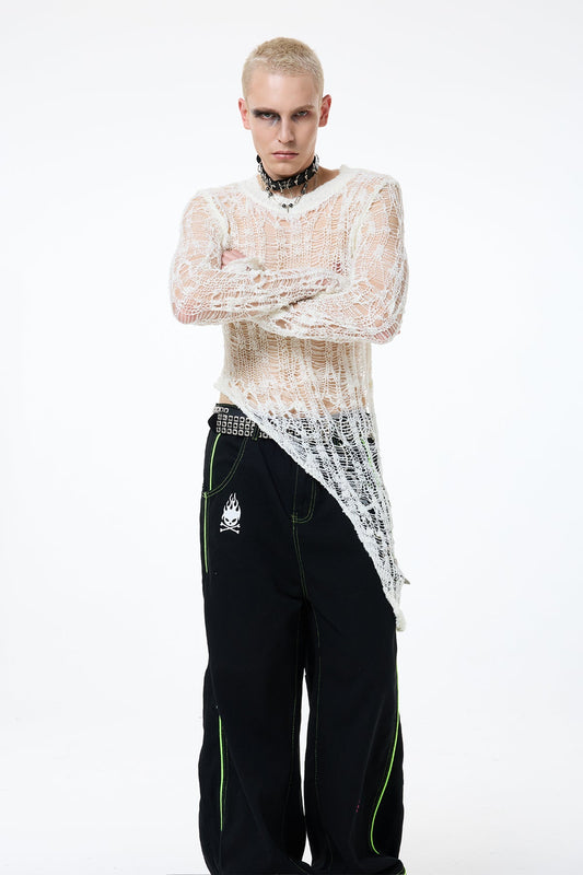 Even Stitch Long Sleeve Knit Asymmetric Top