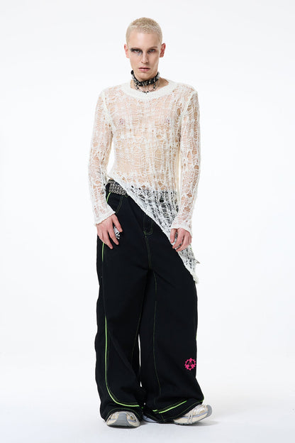 Even Stitch Long Sleeve Knit Asymmetric Top