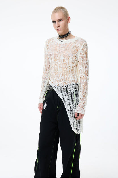 Even Stitch Long Sleeve Knit Asymmetric Top