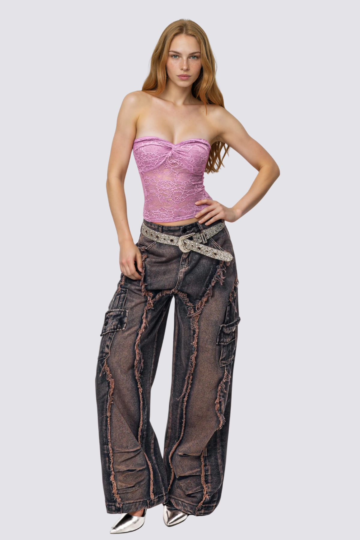 Exposed Shift Lace Strapless Top