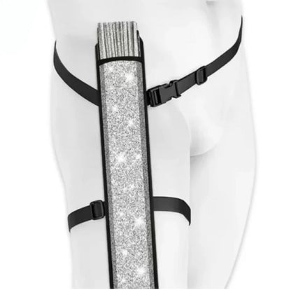 Transparent Peach Disco Glitter XL Festival Fan