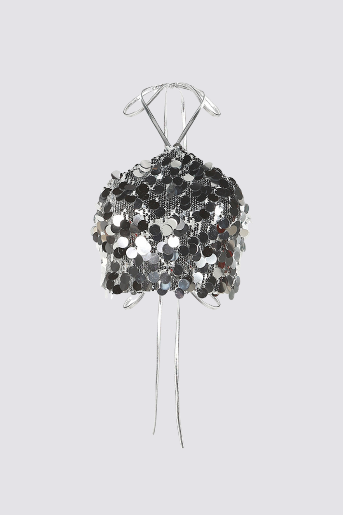 Facet Control Sequin Halter Neck Crop Top