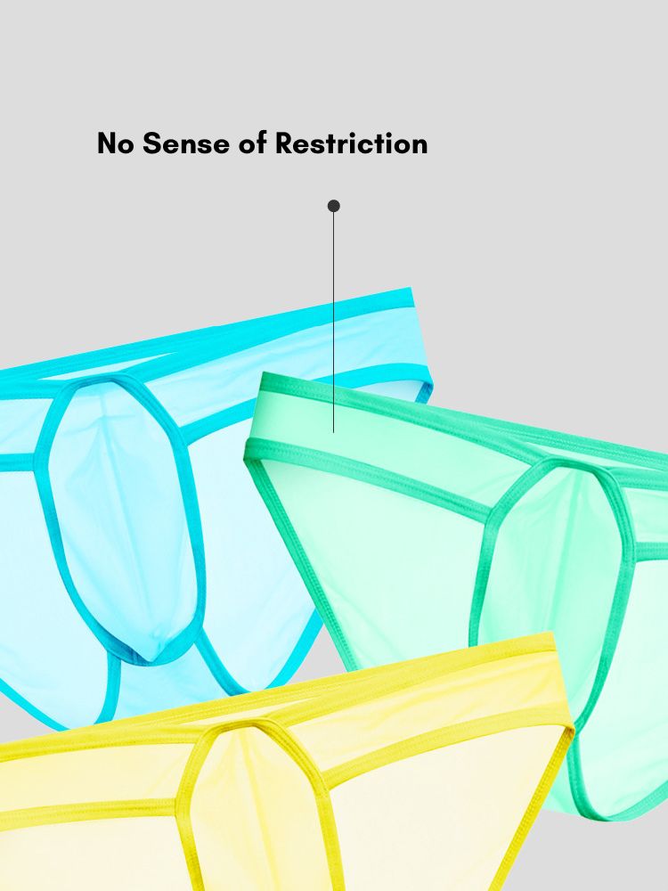 2 Pack Men's Ice Silk Breathable Sexy Low-Rise Anti-Odor Briefs