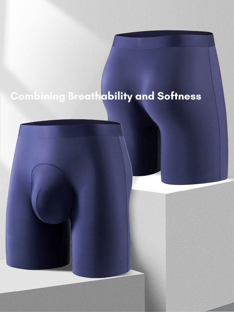 2 Pack Men's Ice Silk Anti-Chafing Quick-Dry Seamless Midway Briefs