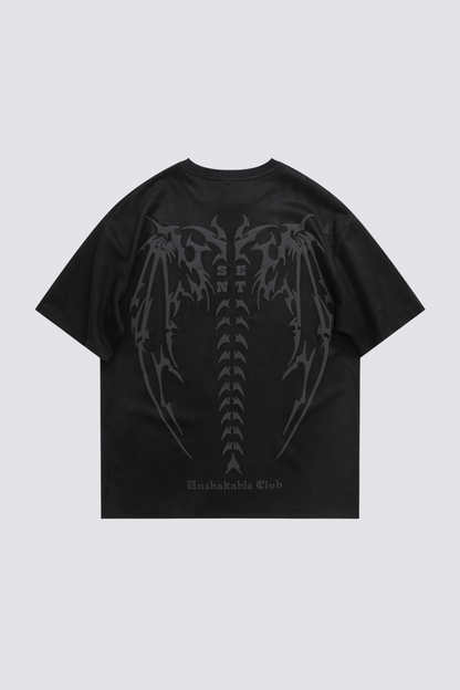 Faded Figure Print Suede Top