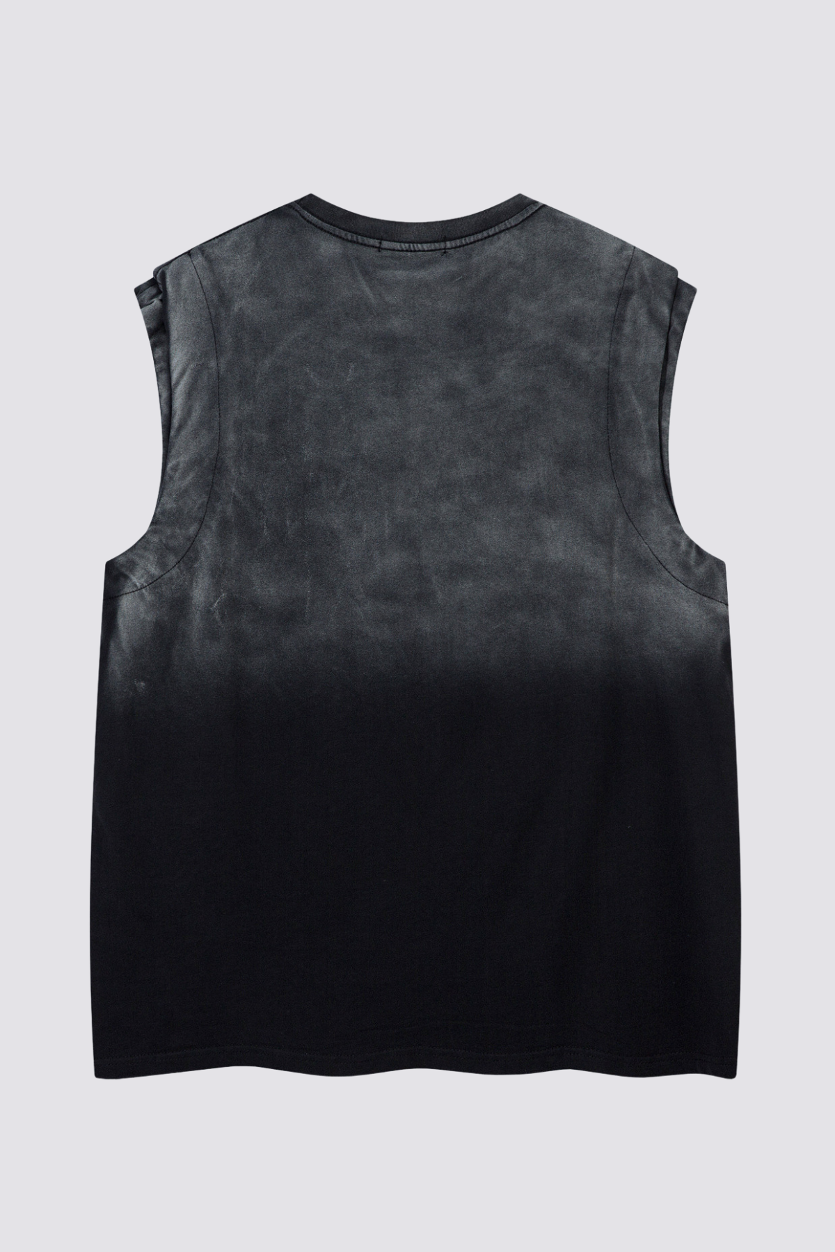 Faint Fold Letter Embroidery Sleeveless Top Black