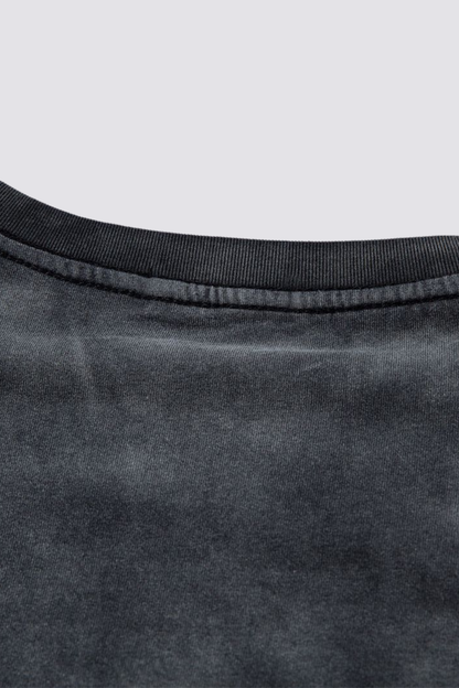 Faint Fold Letter Embroidery Sleeveless Top Black