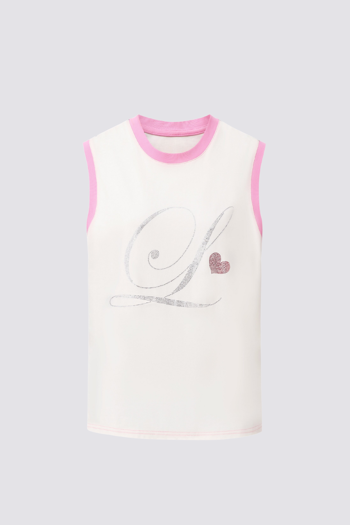 Faint Symbol Sleeveless Rhinestone Print Top