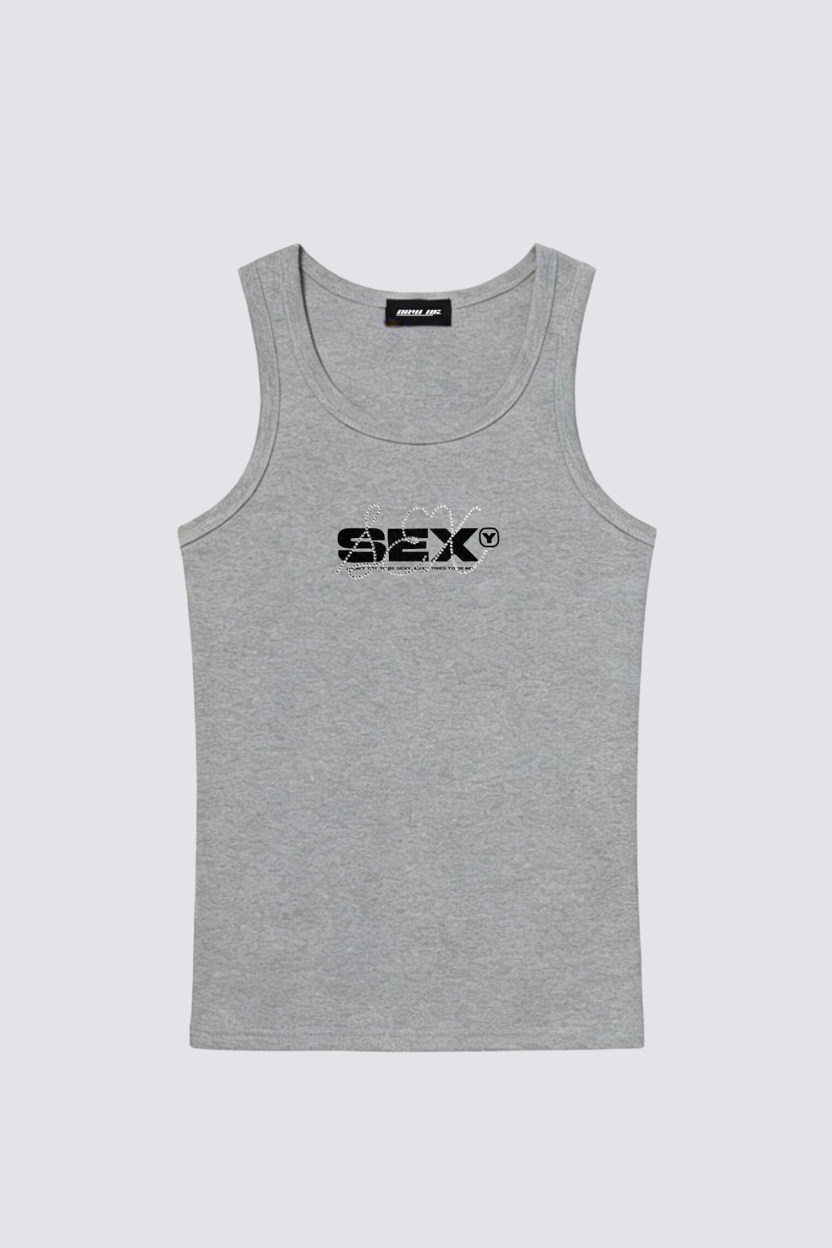 Femme Current Rhinestone Print Tank Top Grey