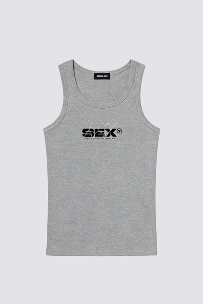Femme Current Rhinestone Print Tank Top Grey
