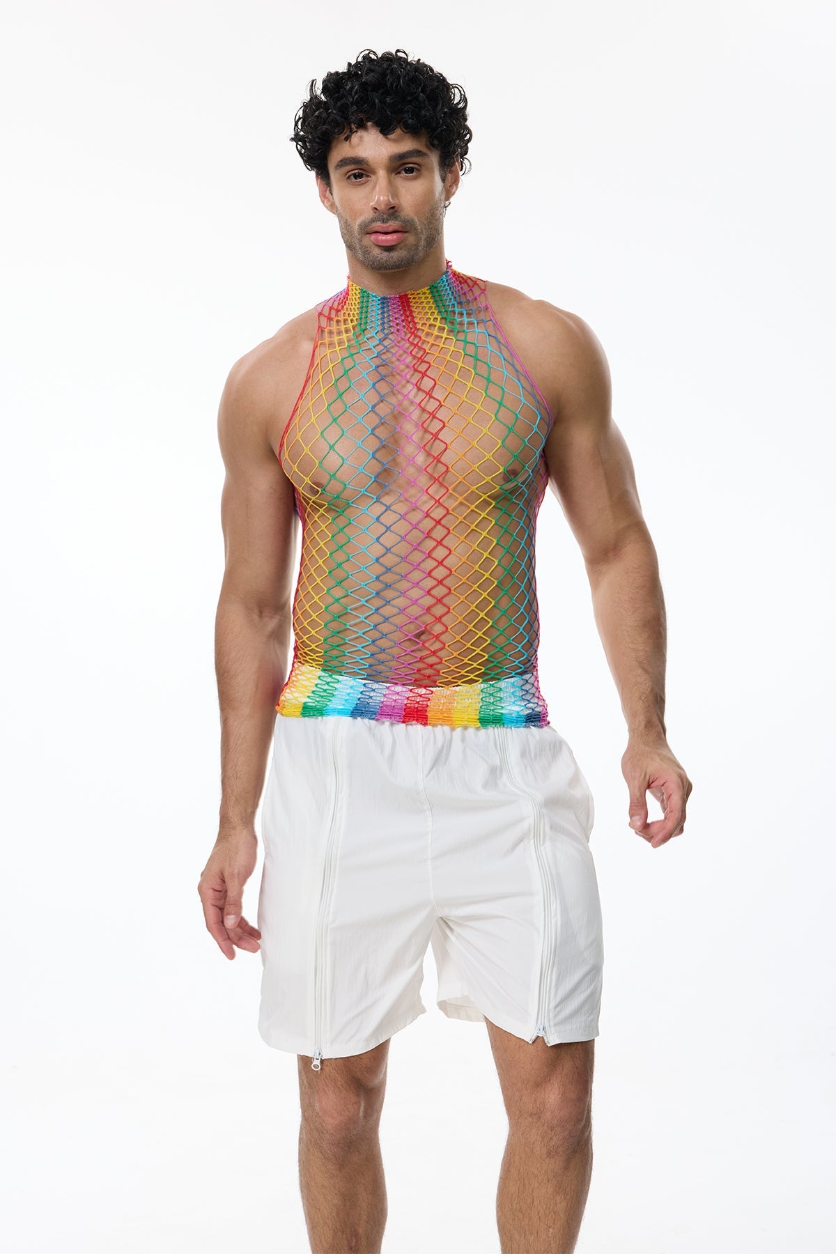 Fierce Orbit Cutout Rainbow Top