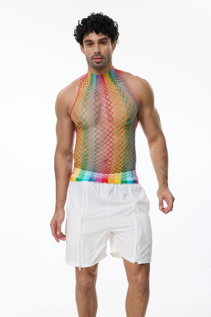 Fierce Orbit Cutout Rainbow Top