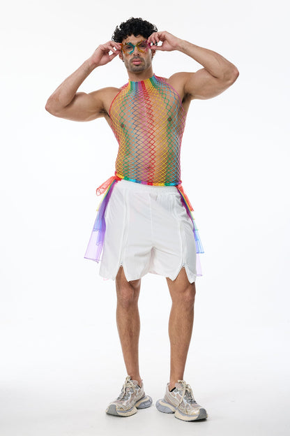 Fierce Orbit Cutout Rainbow Top