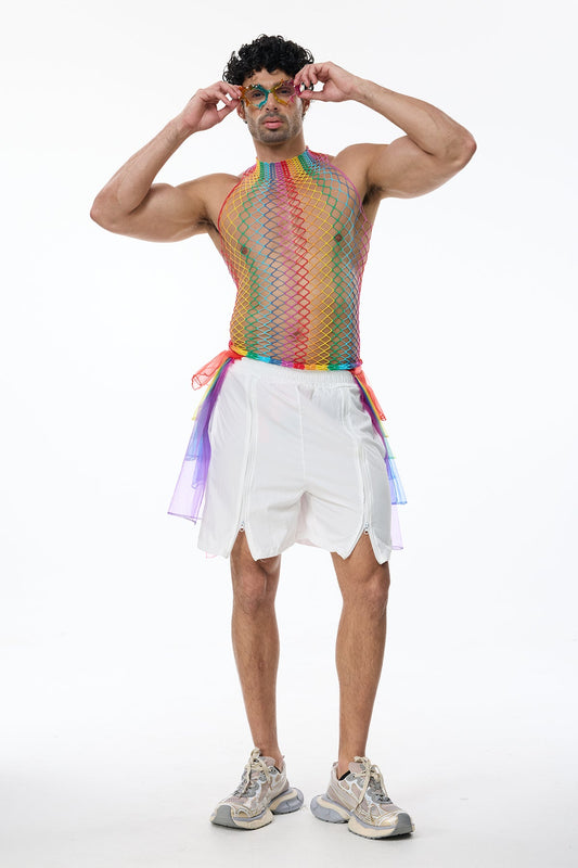 Fierce Orbit Cutout Rainbow Top