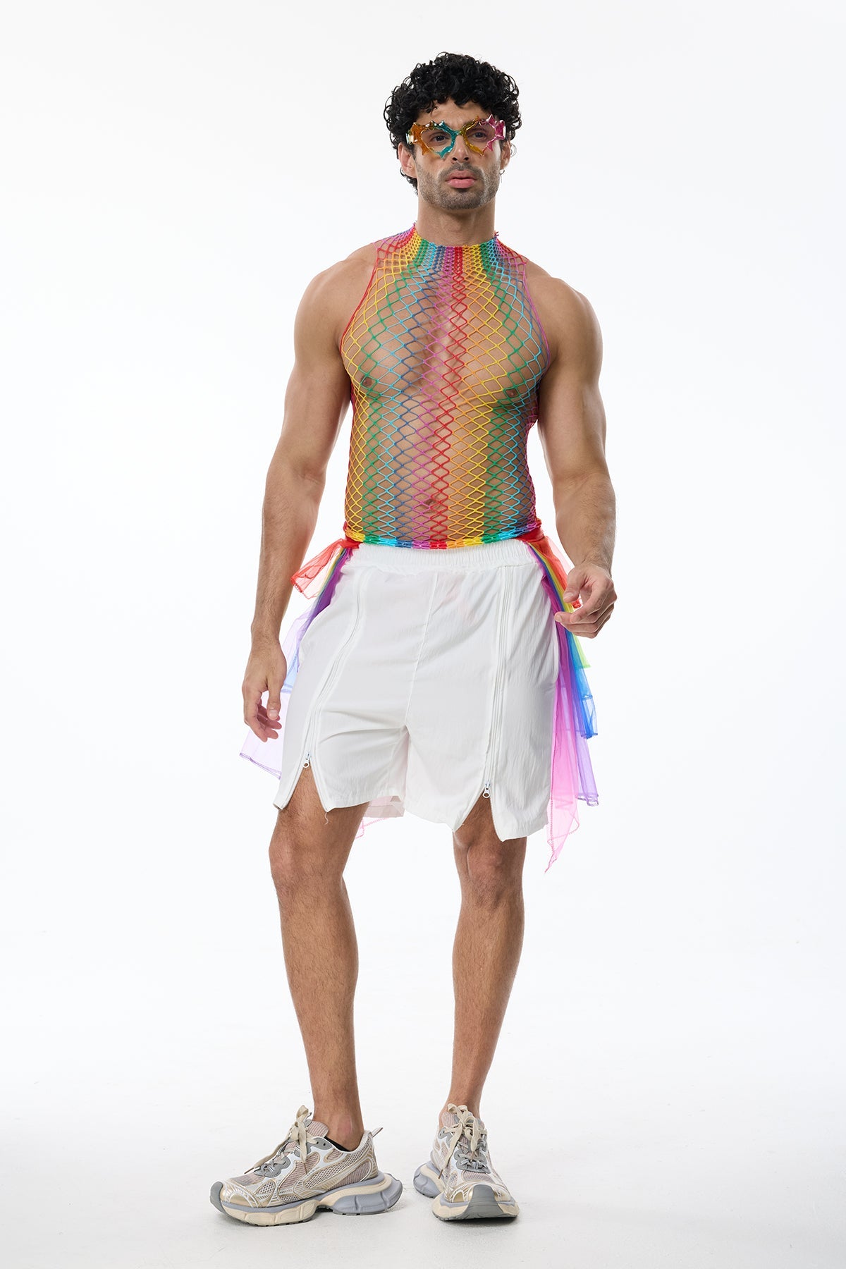 Fierce Orbit Cutout Rainbow Top