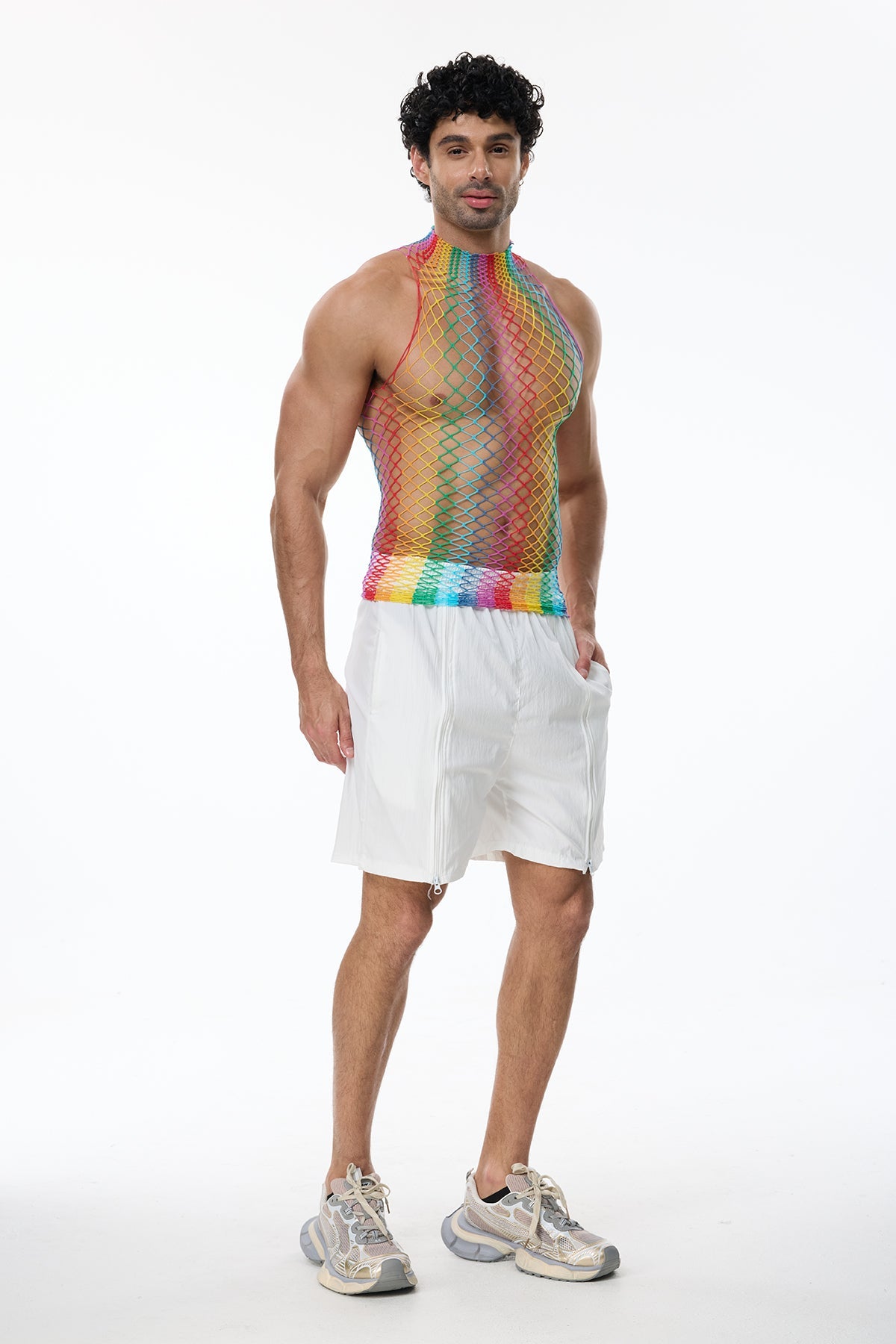 Fierce Orbit Cutout Rainbow Top