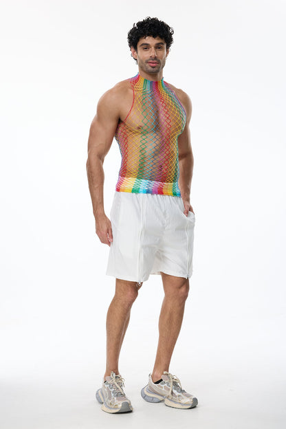 Fierce Orbit Cutout Rainbow Top