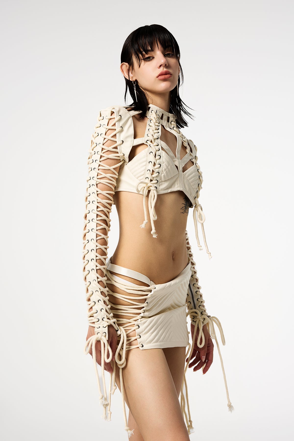 Fierce Wrap Leather Lace Up Pant Set