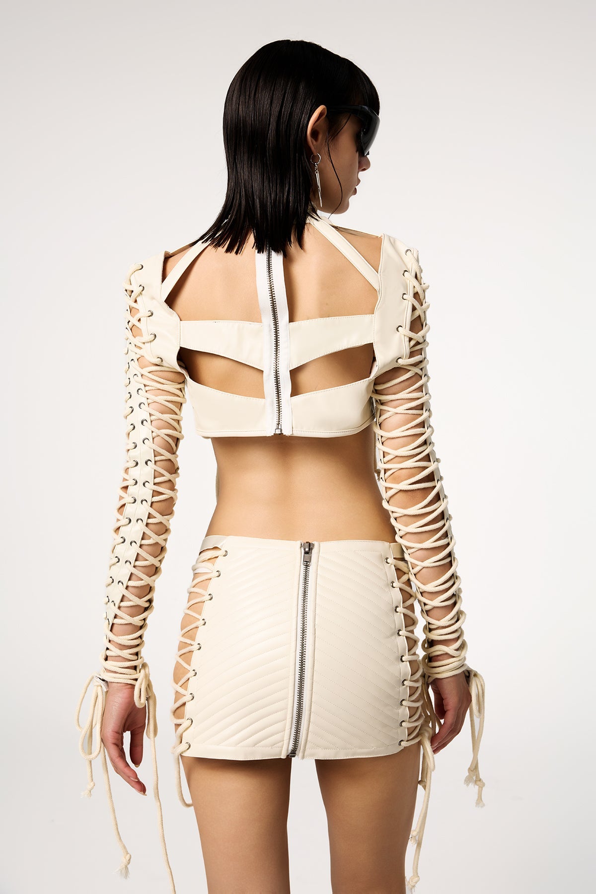 Fierce Wrap Leather Lace Up Pant Set