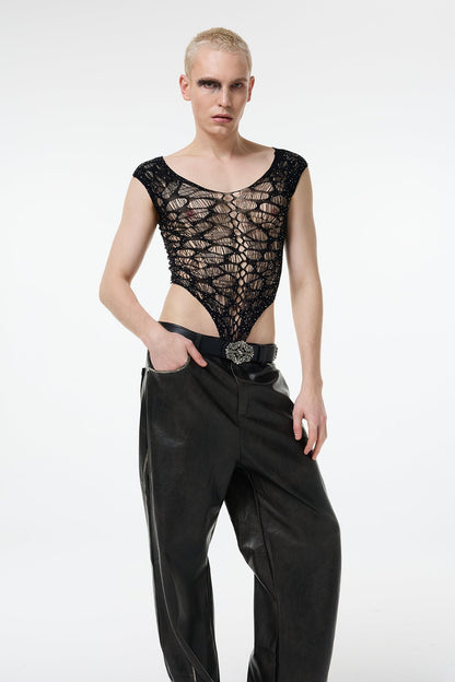 Final Phase Rhinestone Fishnet Bodysuit