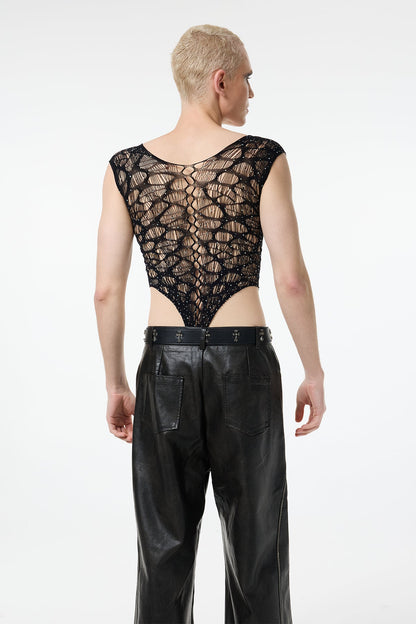 Final Phase Rhinestone Fishnet Bodysuit