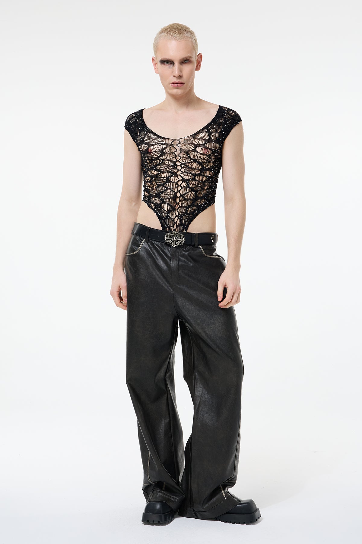 Final Phase Rhinestone Fishnet Bodysuit