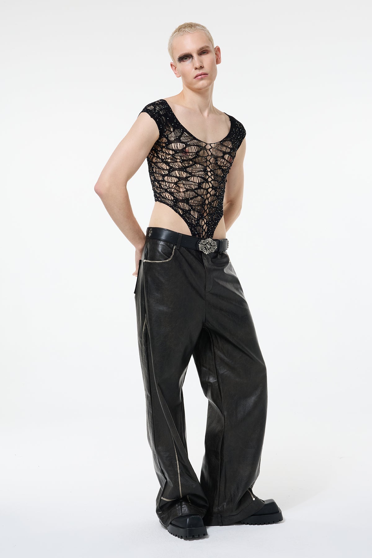 Final Phase Rhinestone Fishnet Bodysuit