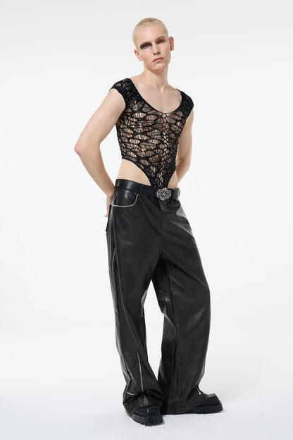 Final Phase Rhinestone Fishnet Bodysuit