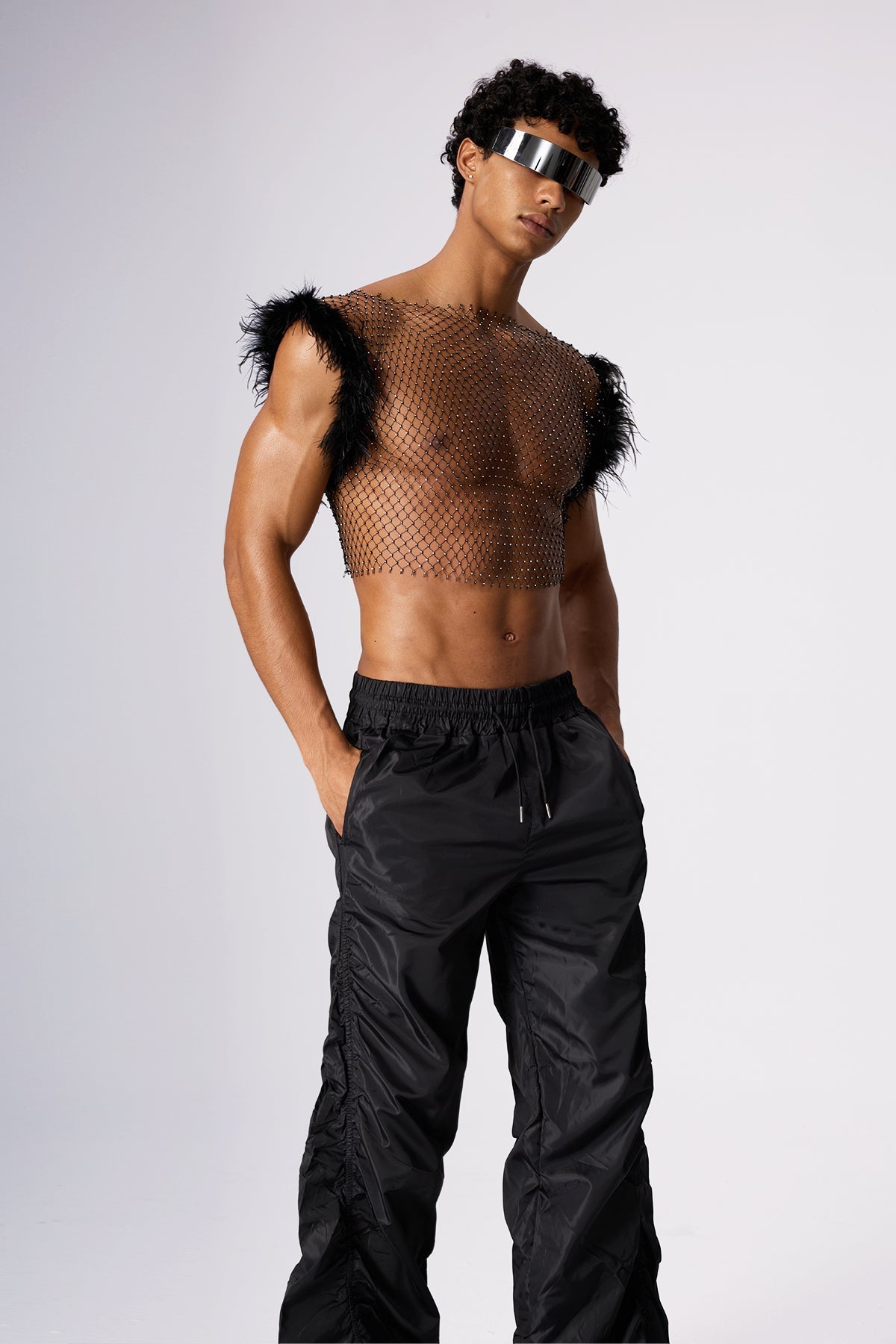 Flash Rise Cutout Feather Crop Top