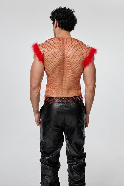 Flash Rise Cutout Feather Top Red
