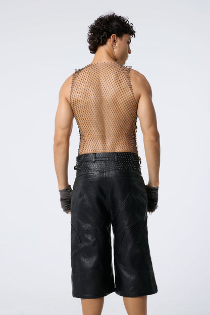 Flash Shine Sequin Rhinestone Mesh Top Gold