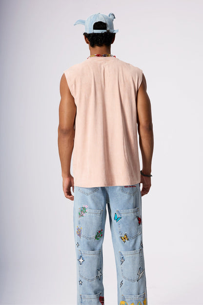 Flat Bloom Puppy Print Top Pink