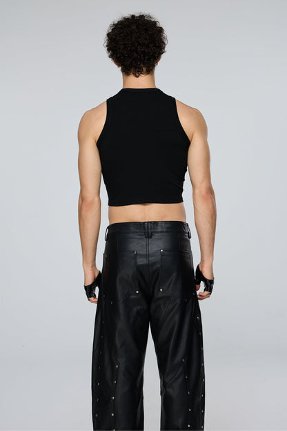 Flat Obscurity Cutout Lace Up Crop Top