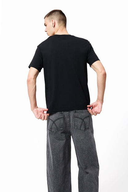 Flat Signal Letter Printed Top Black