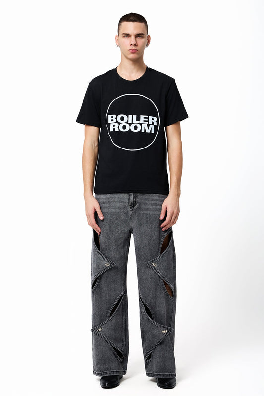 Flat Signal Letter Printed Top Black