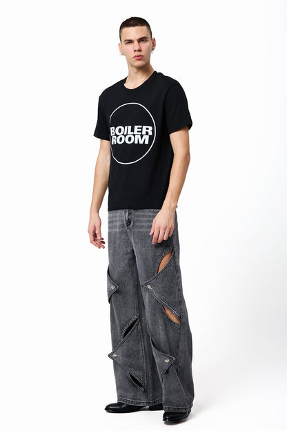 Flat Signal Letter Printed Top Black