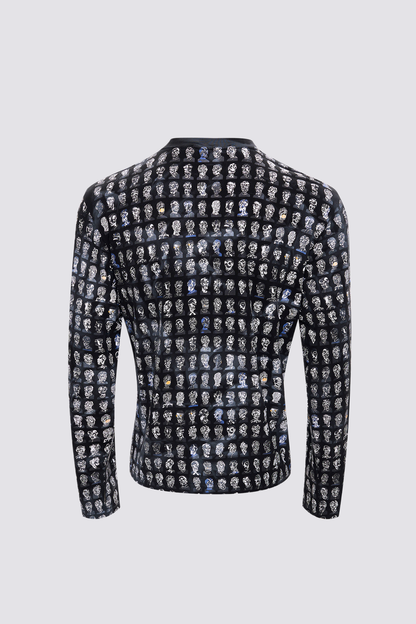 Flat Symbol Long Sleeve Print Top Black