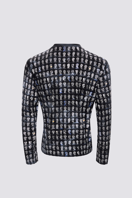 Flat Symbol Long Sleeve Print Top Black